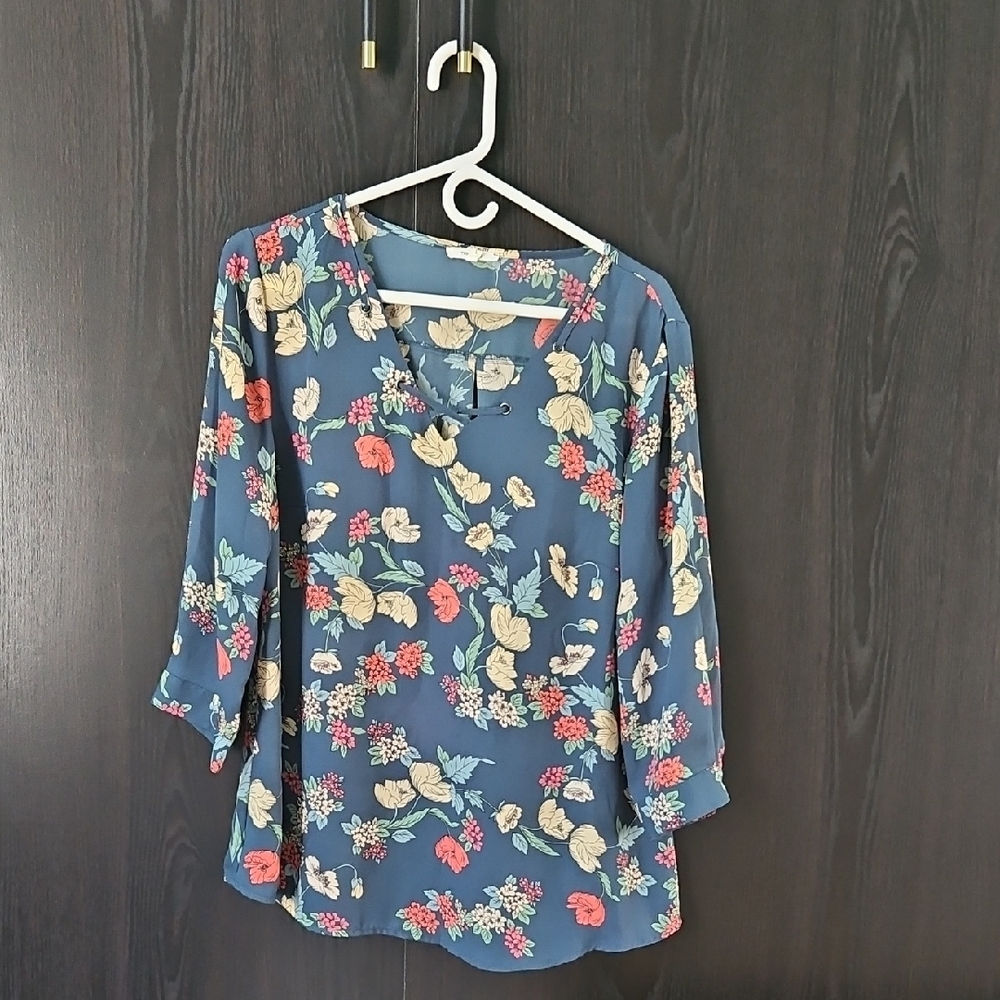 Floral Print Women's Top - Blue